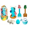 LEAN TOYS Sada hračiek do piesku: mlynček, vedro, formičky s dinosaurami