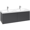 VILLEROY & BOCH Subway 3.0 závesná skrinka pod dvojumývadlo, 2 zásuvky, s LED osvetlením, 1272 x 478 x 429 mm, Graphite, C567L2VR