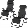 Casaria Deckchair Čierna oceľ (Casaria 2x palubná stolička záhradná kemping Čierny kemping)