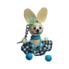 Drevený prívesok na kľúče - zajačik v modrej sukni