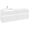 VILLEROY & BOCH Collaro závesná skrinka pod umývadlo na dosku (umývadlo vľavo), 4 zásuvky, s LED osvetlením, 1600 x 500 x 548 mm, White Matt, C078B0MS