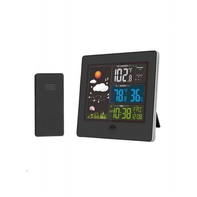 Solight meteostanica, farebný LCD, teplota, vlhkosť, RCC, čierna (TE80)