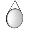 Aqualine Aqualine, STAGO guľaté zrkadlo s LED osvetlením priemer 60cm, kožený popruh, dotykový senzor, stmievateľné, čierna matná, SG060