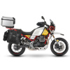 Kompletná sada sedlových brašní SHAD TERRA TR40 adventure a hliníkového kufra SHAD TERRA 55L vrátane montážnej sady SHAD MOTO GUZZI V 85 TT