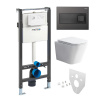 Mereo WC set - Rimless WC hranaté, modul pre sadrokartón, čierne hranaté tlačidlo MM02NSETRS331
