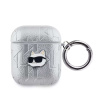 Karl Lagerfeld PU puzdro s reliéfom Choupette Head pre AirPods 1/2 Silver