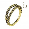 Oceľový krúžok s otváraním Snake skin Farba: zlatá, Délka / Průměr: 10 mm