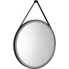 Aqualine STAGO guľaté zrkadlo s LED osvetlením priemer 60cm, kožený popruh, dotykový senzo SG060