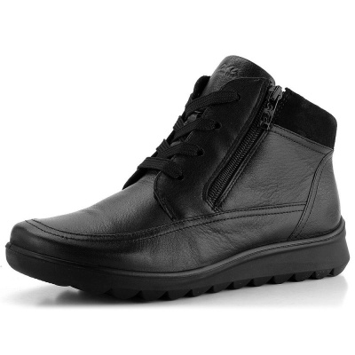 Ara širšia členková obuv so zipsami a šnurovaním Toronto Black 12-40404-01 - 38.5