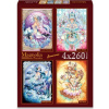 MAGNOLIA Puzzle Krištáľový jednorožec, Biely zajac, Polnočná modrá a Mesiac 4x260 dielikov
