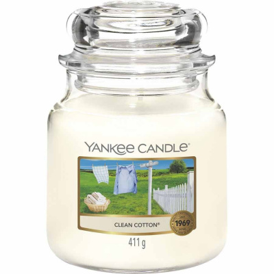 Yankee Candle Home Clean Cotton Vonná Svíčka Classic Střední Sviečka 411 g