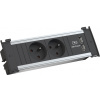 KAPSA 2xUTE 230V, nabíjačka (2xUSB A), 2m kábel 1.5mm², vidlica CEE7/7, hliník, čierna, veľkosť S