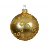 Vianočná sklenená zlatá ozdoba s ornamentmi, 8 cm