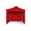 Nožnicový Párty stan 3x3m Oceľový PREMIUM - 4ks plné bočnice farba Červená