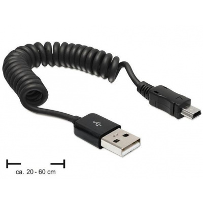 DeLOCK - Kabel USB - USB (M) do mini-USB typ B (M) - 60 cm - svinutý - černá 83164