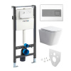 Mereo WC set - Rimless WC hranaté, modul pre sadrokartón, hranaté tlačidlo biela/chróm MM02NSETRS330