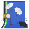 Štúdiový set s lampami, dáždnikmi, pozadiami a bl