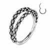 Oceľový krúžok s otváraním Snake skin Farba: strieborná, Délka / Průměr: 8 mm