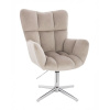 LuxuryForm DESIGN Kreslo AURORA VELUR na striebornom kríži - latte