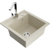 Mexen Vito, 1-komorový granitový drez 520x490x210 mm, chrómová batéria Rita, béžová, 6503-69-670300-00