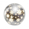 LED vianočná sklenená guľa – vločky, 12 cm, 3x AA, vnútorný, teplá biela, časovač