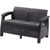 KETER CORFU LOVE SEAT - grafit - kartón - 45 cm - 38 cm - 49 centimetrov - Sedemdesiat centimetrov - 2 × 110 kg - 12 kg - 128 cm - grafit + šedé podušky - Sedemdesiatdeväť centimetrov - lisovaný plast
