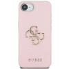 Guess PU Grained 4G Metal Logo Zadný Kryt pre iPhone 16e Ružová
