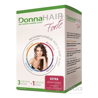DonnaHair Forte (3 mesačná kúra) + Donna Hair Forte (mesačná kúra) 120 kapsúl (90+30 zadarmo)