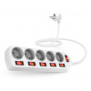 Kábel OEM CONNECT IT predlžovací prívod 230V 2m, 5 zásuviek s vypínačmi, biely
