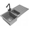 MEXEN - Andres granitový drez s odkvapkávačom vrátane batérie Duero, šedá 6515-71-671600-70