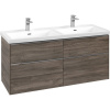 VILLEROY & BOCH Subway 3.0 závesná skrinka pod dvojumývadlo, 4 zásuvky, 1272 x 478 x 429 mm, Stone Oak, C56800RK
