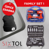 SET 1 Gola sada TOOL SET PLUS 108 + Dětské nářadí KIDS 12 + Čepice s čelovkou B-HAT, černá SIXTOL SIXTOL SXSET001