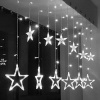 HIBRIGHT LED svetelný záves - GIRLANDA-HVIEZDY, 3,5m reťaz, 138xLED, IP20, studená biela