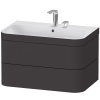 DURAVIT Happy D.2 Plus c-bonded závesná skrinka s nábytkovým umývadlom s dvomi otvormi, 2 zásuvky, 775 x 490 x 480 mm, grafit super matná, HP4637E8080