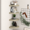 vidaXL Plávajúce rohové police 4 ks, dubové 25x25x3,8 cm, MDF - Hnedá - 172783-107056
