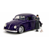 Autíčko Volkswagen Beetle Hollywood Rides Jada kovové s otvárateľnými dverami a figúrkou Wednesday 1:24