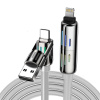 Blitzwolf BW-HDC6 4-v-1 USB-C/USB-A na USB-C/lightning kábel 1,2 m 240W RGB (sivý) BW-HDC6 Grey