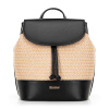 Dámsky ruksak z výpletu čierno-béžový 100-4Y-411-91