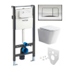 Mereo WC set - Rimless WC hranaté, modul pre sadrokartón, chróm hranaté tlačidlo lesklé MM02NSETRS322