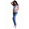 Be MaaMaa Bavlnené, tehotenské nohavice s regulovateľným pásom - sv. modrá, vel´. L - XXL (44)