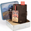 Peňaženka - Peterson Wallet Prírodná koža hnedá nubuck PTN 339Z 2-1-4 Hunte-Men's Product (Petersonová pripevnená kožená pánska vertikálna peňaženka)