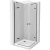 Mexen Roma Duo sprchový kút skladací 80 x 80 cm, priehľadné sklo, profil čierny + sprchová vanička Flat - 854-080-080-70-02-4010B