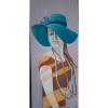 Masky-Tyrkysový klobúk,Marta Augustínska,originálny,ručne maľovaný obraz M (do veľkosti 65x65cm) Fialová