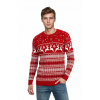 Button & Yarn Vianočný sveter červený s nórskym vzorom – dámsky aj pánsky sveter so sobmi a vločkami Veľkosť: MEN - M