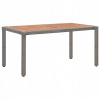 Záhradný stôl, stolík - Záhradný stôl, 150x90x75 cm, Rattan PE a masívne drevo (Záhradný stôl, 150x90x75 cm, Rattan PE a masívne drevo)