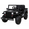 Ramiz Retro vojenské auto pre deti čierne + pohon 4x4 + diaľkové ovládanie + 2 nosiče batožiny + pomalý štart + MP3 LED