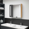 zahrada-XL LED kúpeľňová zrkadlová skrinka biela a dubová 62x14x60 cm 326523