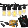 Solárna záhradná girlanda, svetelná reťaz 5M, 10 LED žiaroviek E27, solárny panel + USB-C