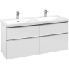 VILLEROY & BOCH Subway 3.0 závesná skrinka pod dvojumývadlo, 4 zásuvky, 1272 x 478 x 429 mm, Brilliant White, C56800VE