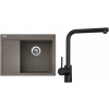 Set Sinks G3554 (dřez Rim 650 P Truffle 54 pravý + baterie Elka Černá matná)